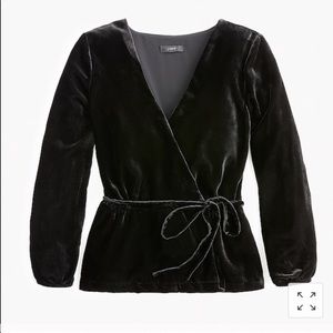 J.Crew Black Velvet Faux Wrap Top